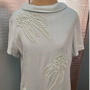 Vintage Henry Lee Light Blue Embellished Party Dress 1960's Size Small